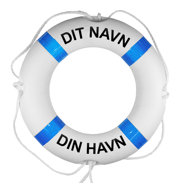 Redningskrans hvid/ blå med egen tekst