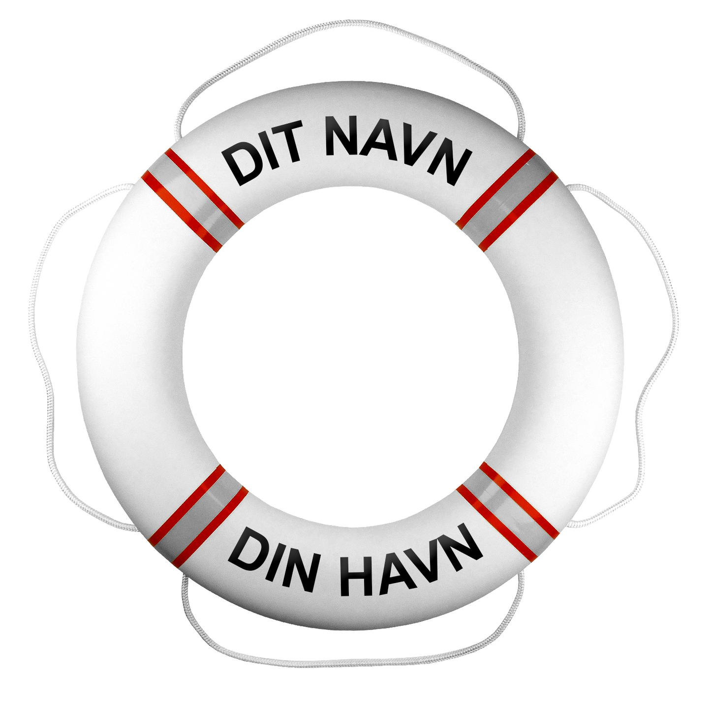 Premium redningskrans hvid/ rød med egen tekst