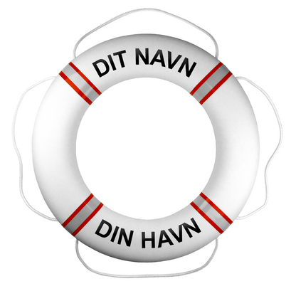 Premium redningskrans hvid/ rød med egen tekst