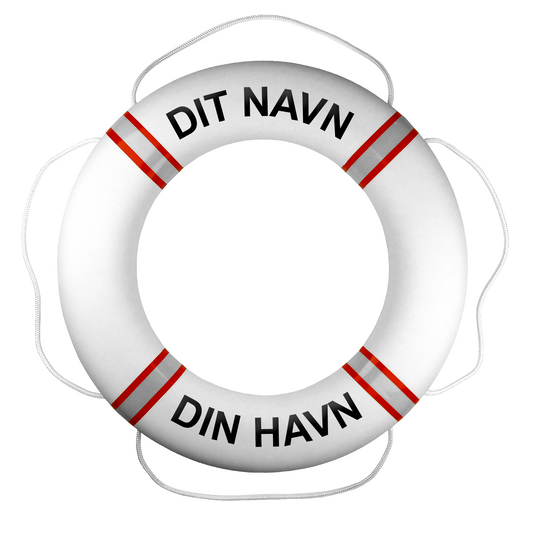 Premium redningskrans hvid/ rød med egen tekst