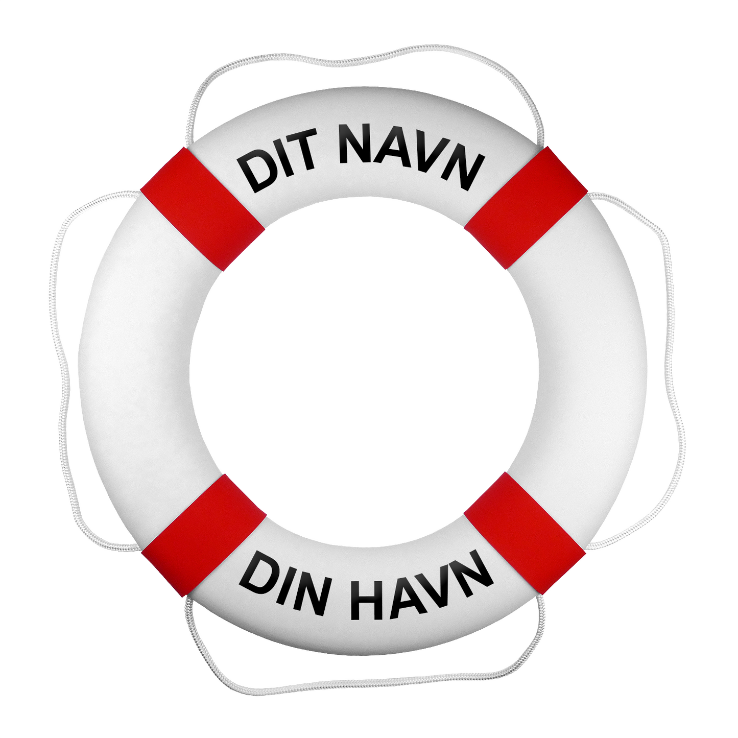 Premium redningskrans hvid/ rød med egen tekst