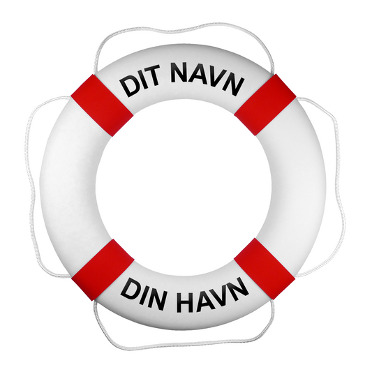 Premium redningskrans hvid/ rød med egen tekst