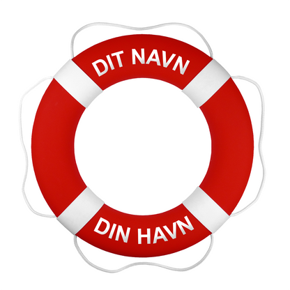Premium redningskrans rød/ hvid med egen tekst
