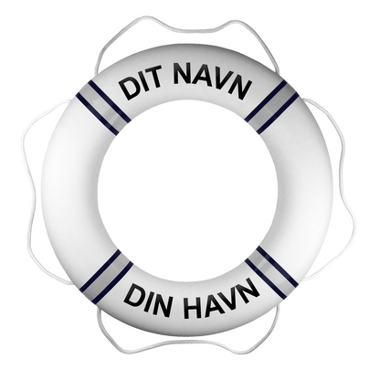 Premium redningskrans hvid/ marinblå med egen tekst