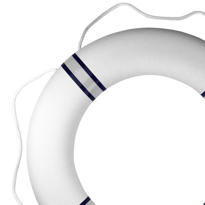 Premium redningskrans med marinblå refleksbånd